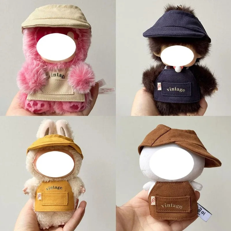 Clothes suitable for dolls -17cm vintage baseball cap apron set, 17cm accessories, cute doll clothes dress up in a unique style Qme