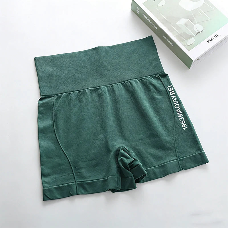 Waist Sports Women's Cycling Jogging Fitness Shorts Seamless Thin Qme green