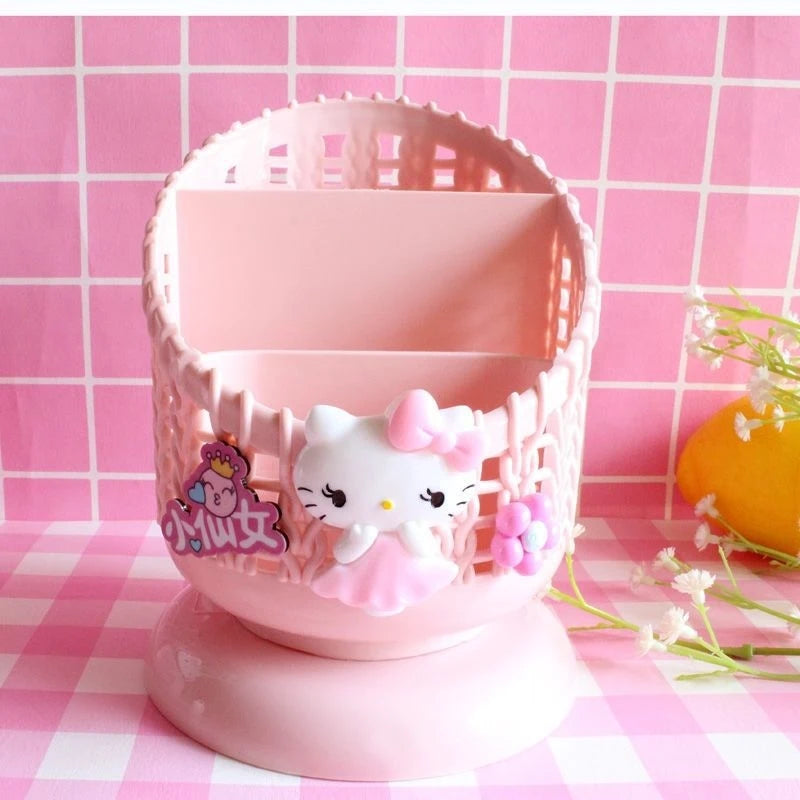 Hello Kitty Cartoon Pencil Holder Stylish Office Storage Box Qme
