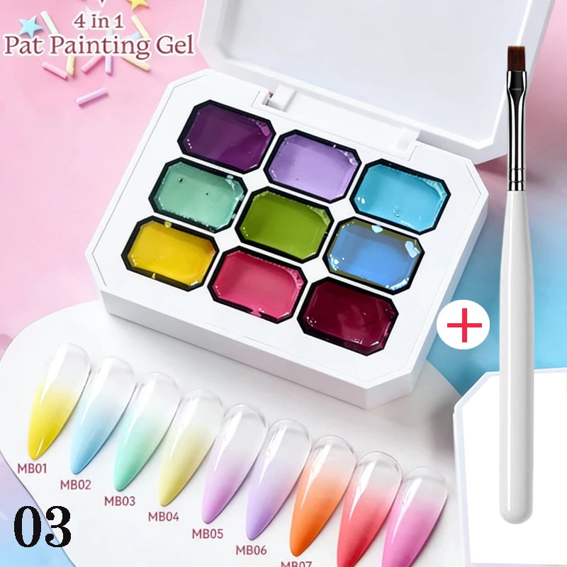 9 12Colors Macaron Gypsum Painting Nail Polish Patting Smudge Canned Qme 03