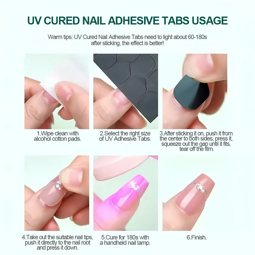 Nailpop UV Cured Nail Adhesive Tabs Sticky Breathable Double Sided Qme
