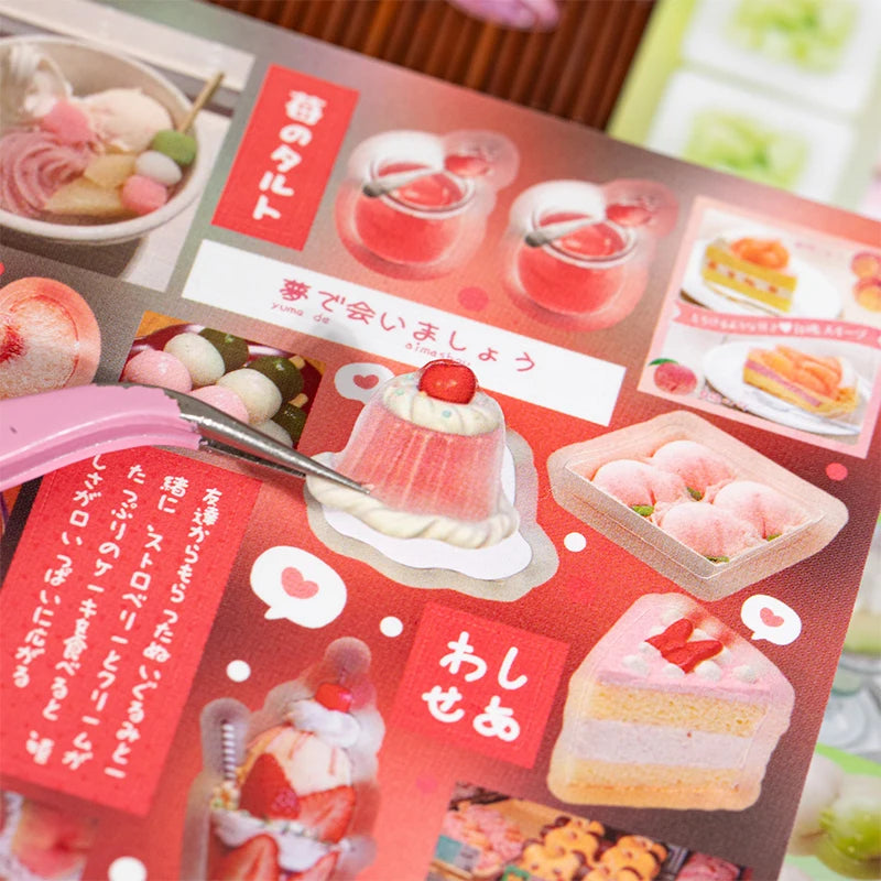 Japanese Style Dessert Food Sticker Book, Great for Collage & Scene Creation, Food Journal Recording, Essential for Craft Lovers Qme