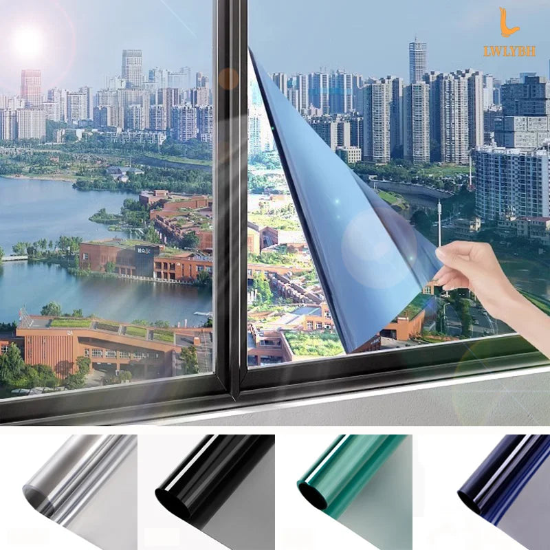 One Way Mirror Window Privacy Film Heat Control Reflective Window Films Vinyl Mirror Foil Window Film Anti Look Window Stickers Qme