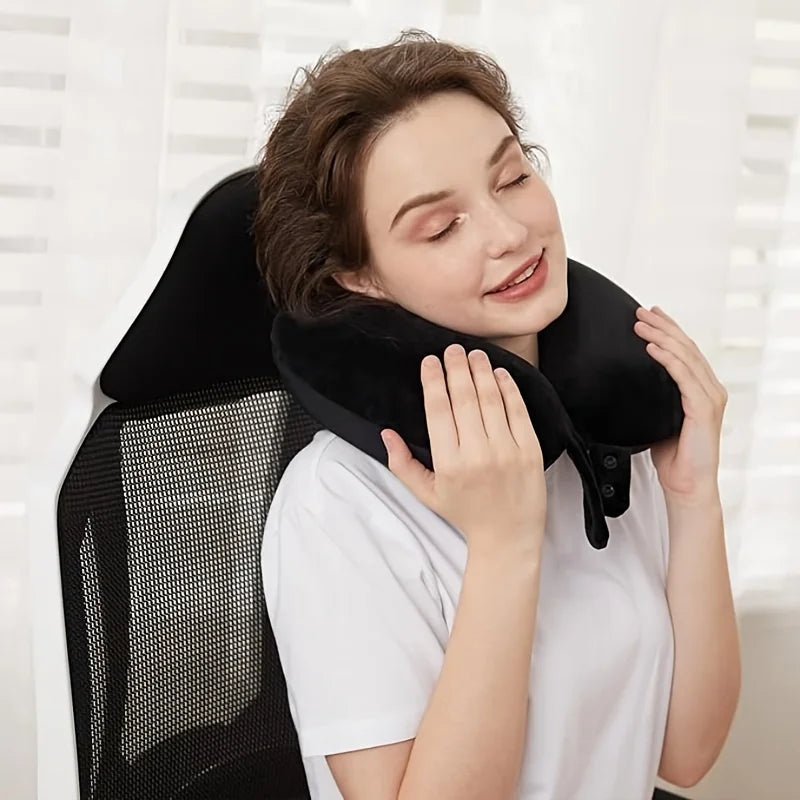 Ergonomic Travel Neck Pillow Soft Adjustable U-shaped Headrest Qme