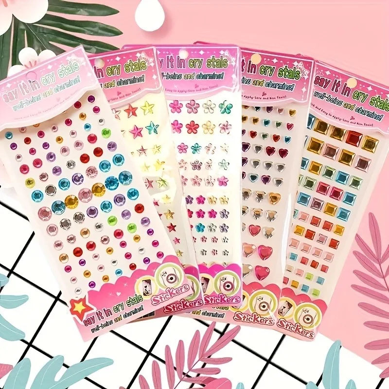 Self-adhesive Rhinestone DIY Stickers - Colorful Acrylic Gemstone Glitter Stickers, Multi-functional Reusable Craft Stickers Qme