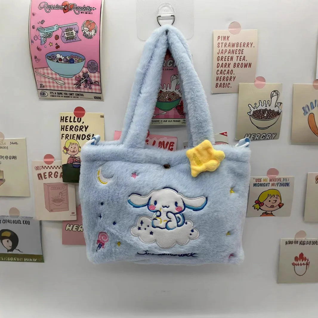 Cute Cartoon Plush Bag Handbag Single Shoulder Crossbody Soft Stuffed Qme Cinnamoroll M