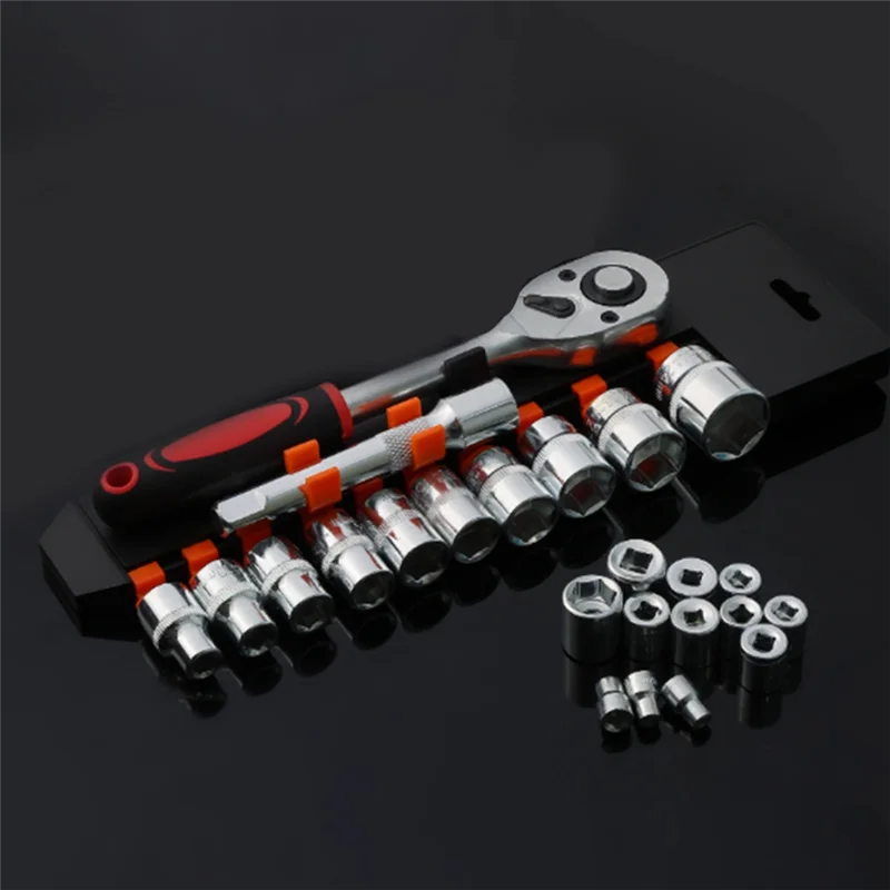 A02F-1/2'' Drive Ratchet Socket Wrench Set Multi-Function Ratchet Spanner Set Car Motorcycle Repair Hand Tool Set Qme
