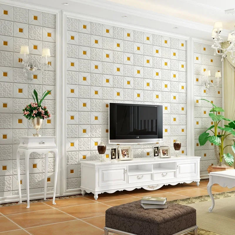 Waterproof Self Adhesive Foam 3D Tile Brick Wallpaper 1-10Pcs 70cmx70cm Wall Sticker Bedroom Apartment Indoor Wall Art Decor Qme