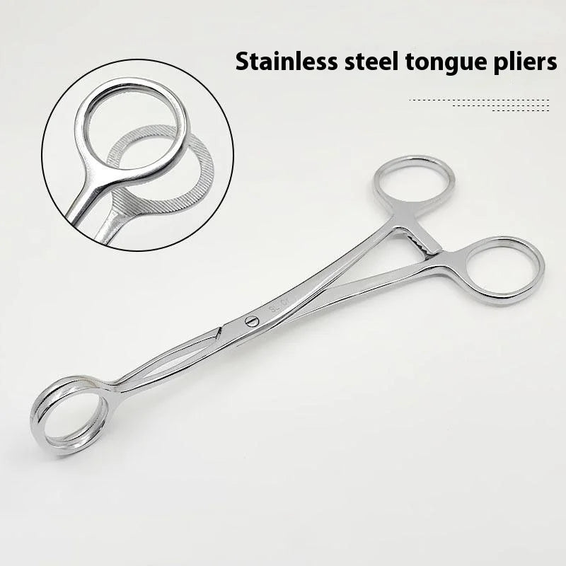 Stainless Steel Tongue Forceps Pulling Medical Oral Dentistry Qme