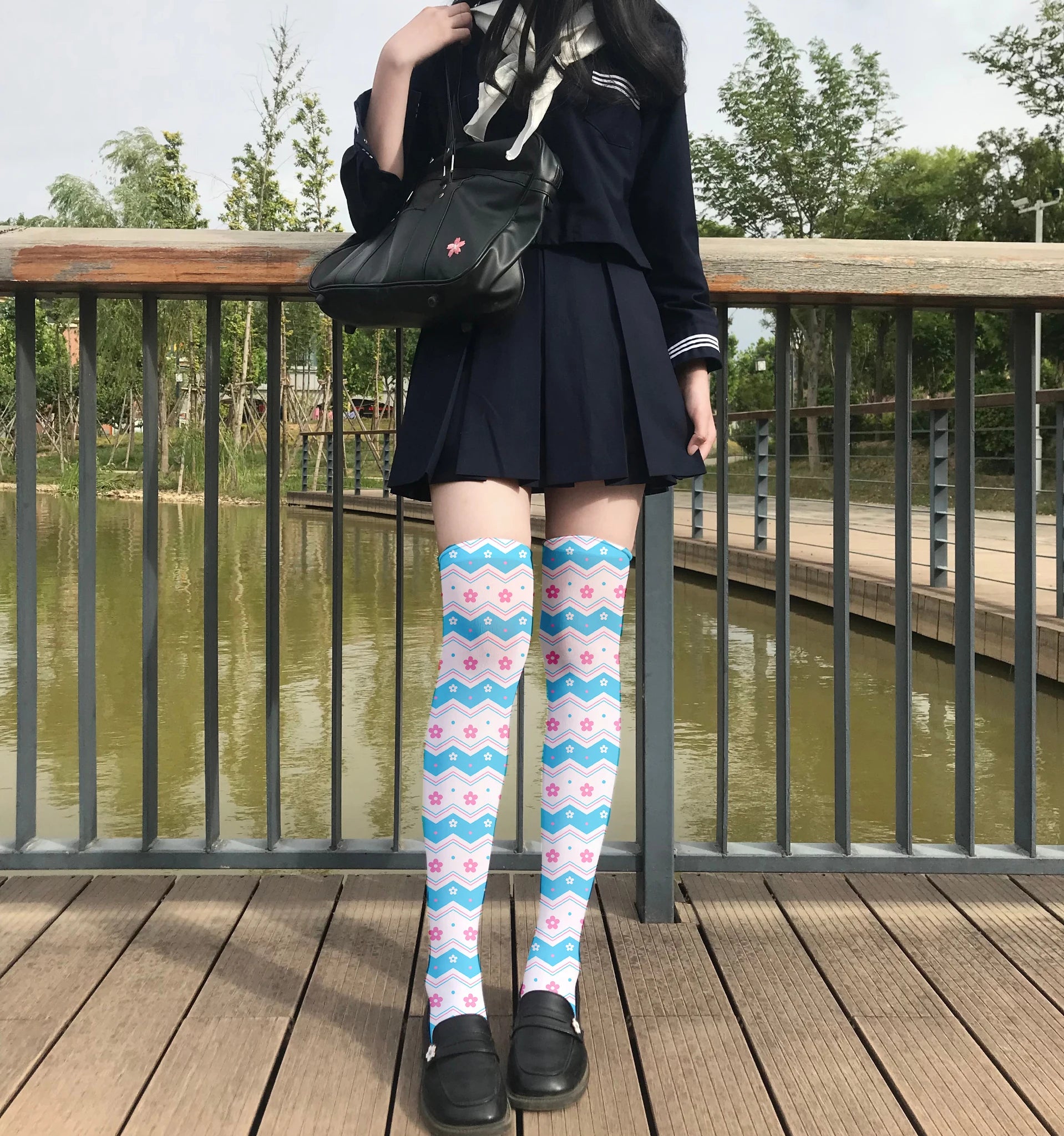 Cute Sweet Loli Stockings Fashion 3d Printing Striped Love Kawaii Qme