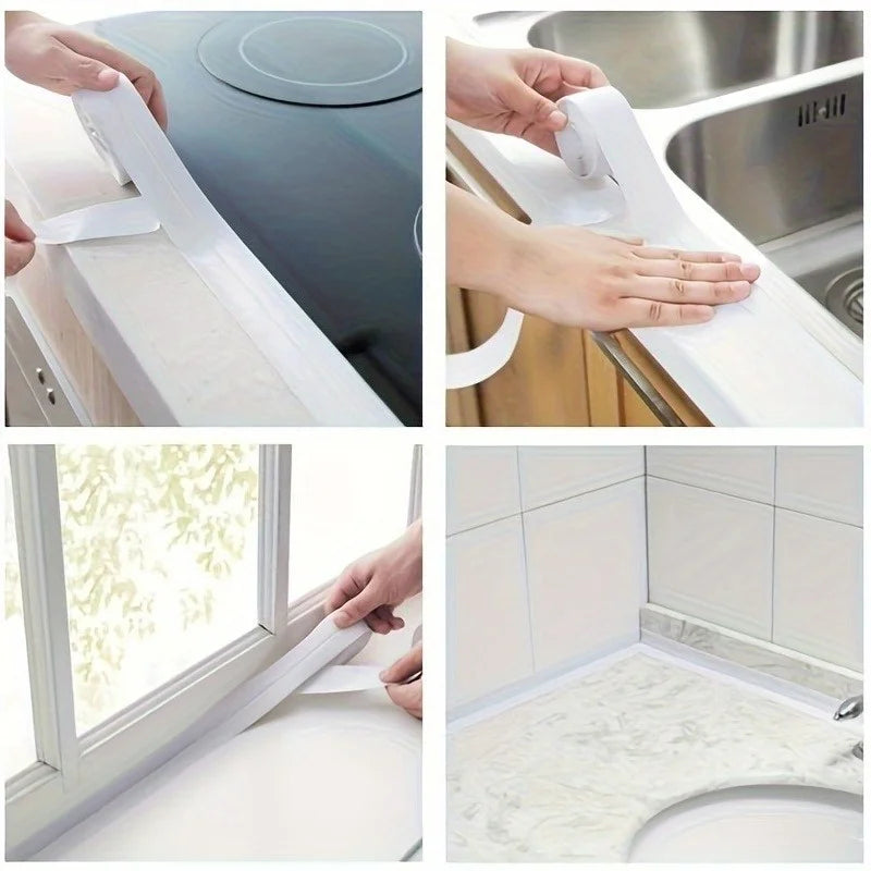 Anti-Mold Waterproof Seal Strip Self-Adhesive Kitchen Sink Bathroom Edge Oilproof Gap Filler Strip for Toilet Bathtub CornerWall Qme