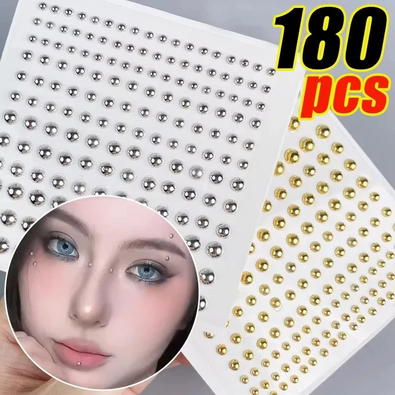 180pcs Non Piercing Fake Nose Lip Sticker Disposable Belly Eyebrow Lip Piercing Jewelry Non Piercied Earring Button Stickers Qme