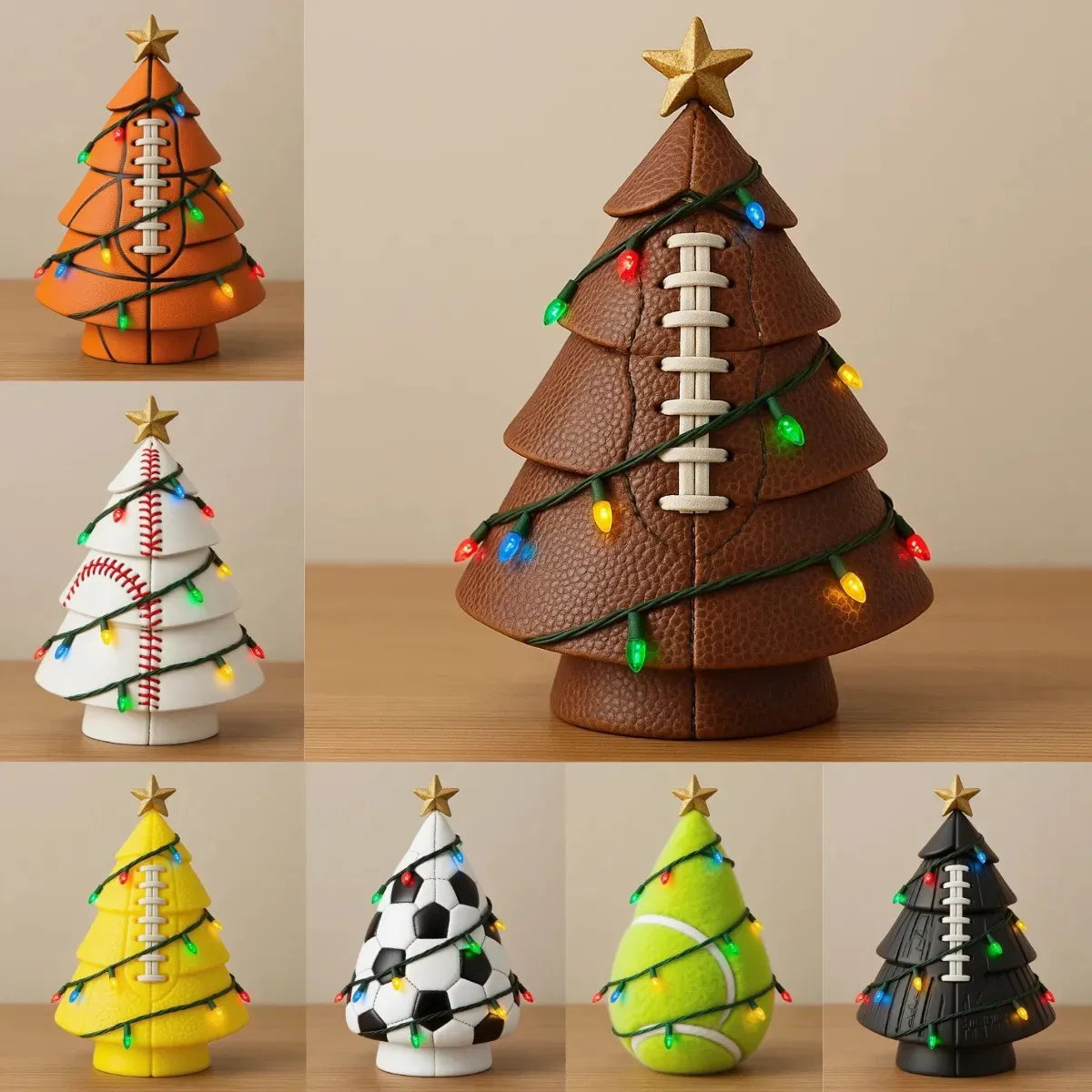 Unique Football Basketball Theme Resin Crafted Christmas Tree Ornament for Indoor Decorations Christmas Tabletop Decoration Qme