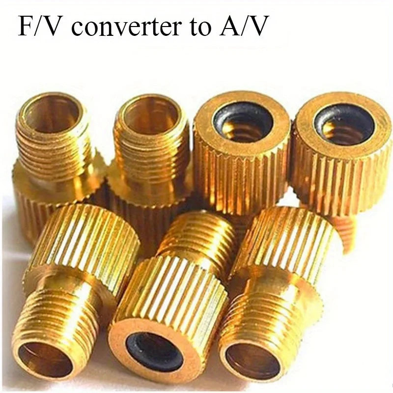 Brass Bike Valve Adapter DV SV to AV Converter Bicycle Tire Presta Schrader to American Air Pump Inflator Adaptor Qme