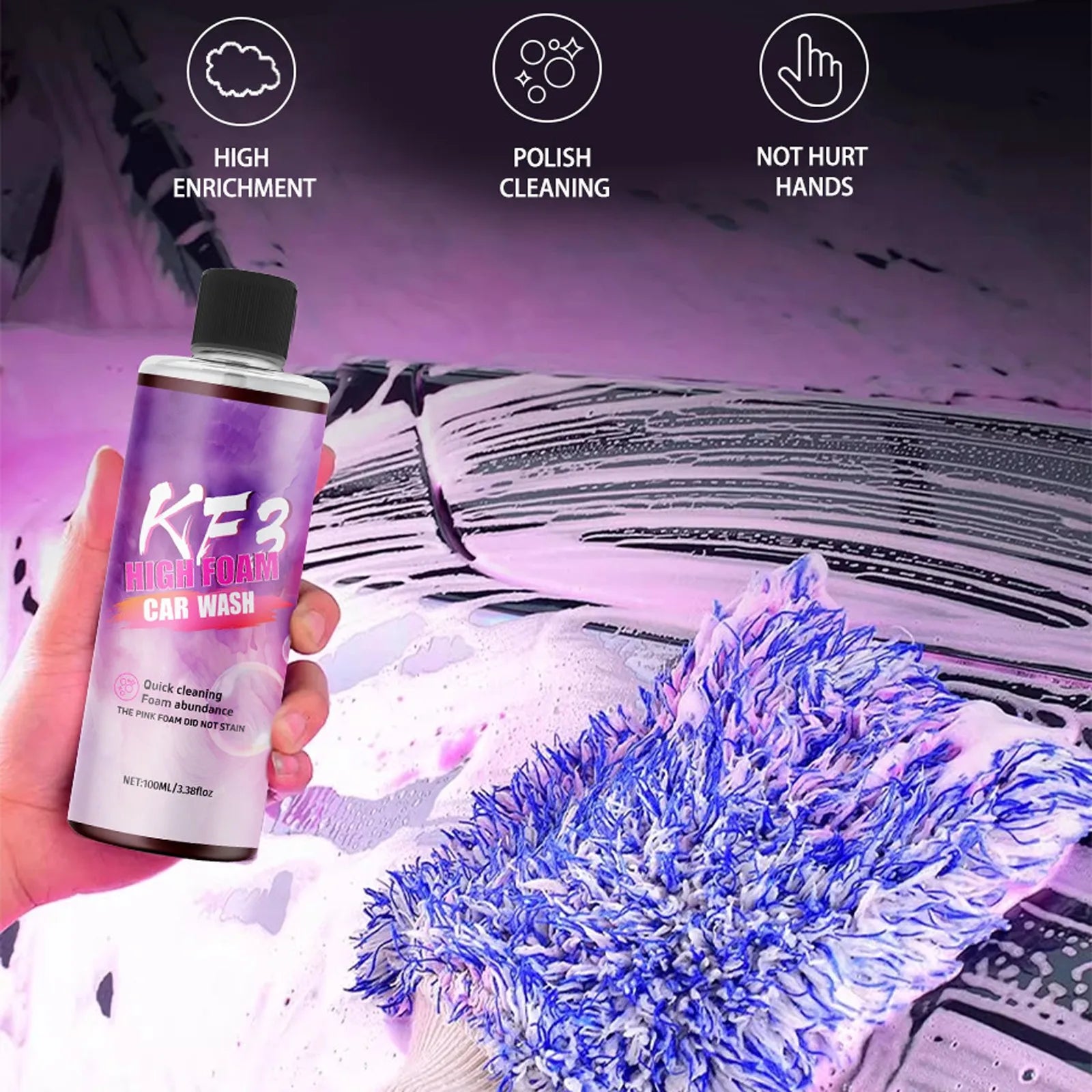 Bubble Wash Liquid Car Motorcycle Pre-wash Wash High Concentration High Foam Strong Decontamination Detergent Wash Soap 100ml Qme