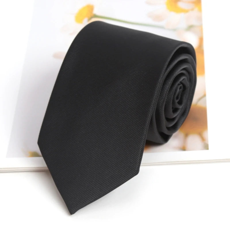 Men Classic Black Tie Luxury 8CM Necktie Stripes Ties for Man Groom Jacquard Woven Elegant Neck Tie for Business Wedding Party Qme A5
