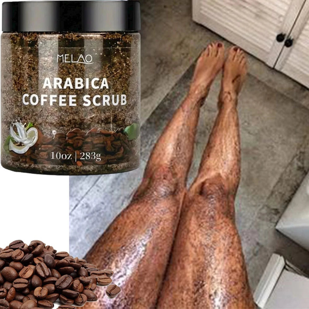 MELAO Arabica Coffee Scrub - All Natural Exfoliating Body Scrub for Skin Care Dead Sea Salt and Arabica Coffee Moisturizing Qme