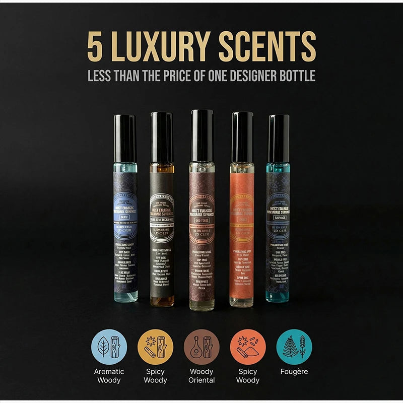 Alcohol Men's Cologne 5x10ml Eau De Toilette Fresh Light Fragrance Qme
