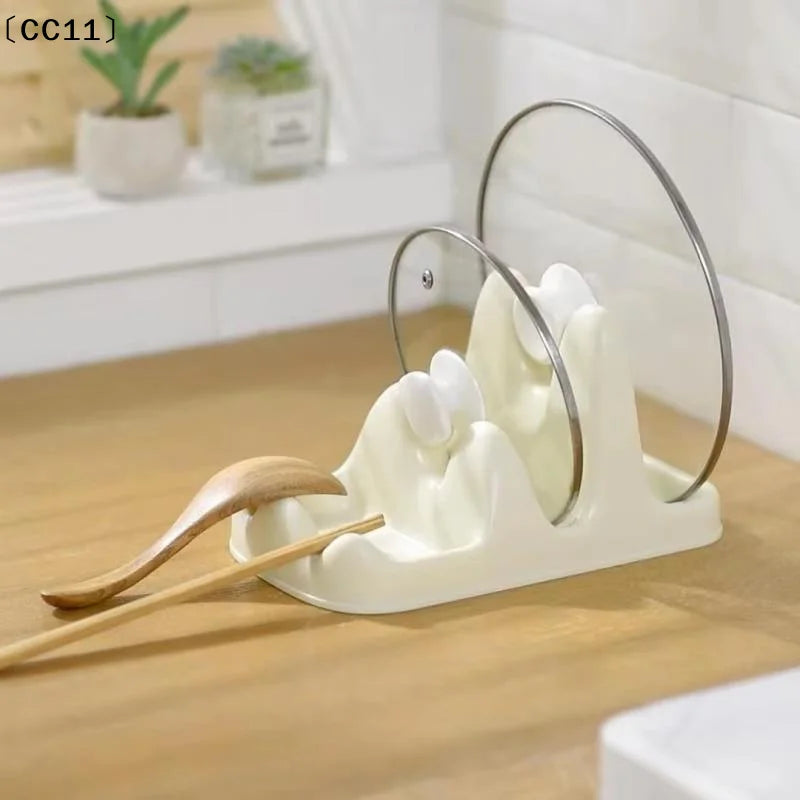 Kitchen Organizer Spatula Pot Lid Rack Shelf Plastic Spoon Rest Qme