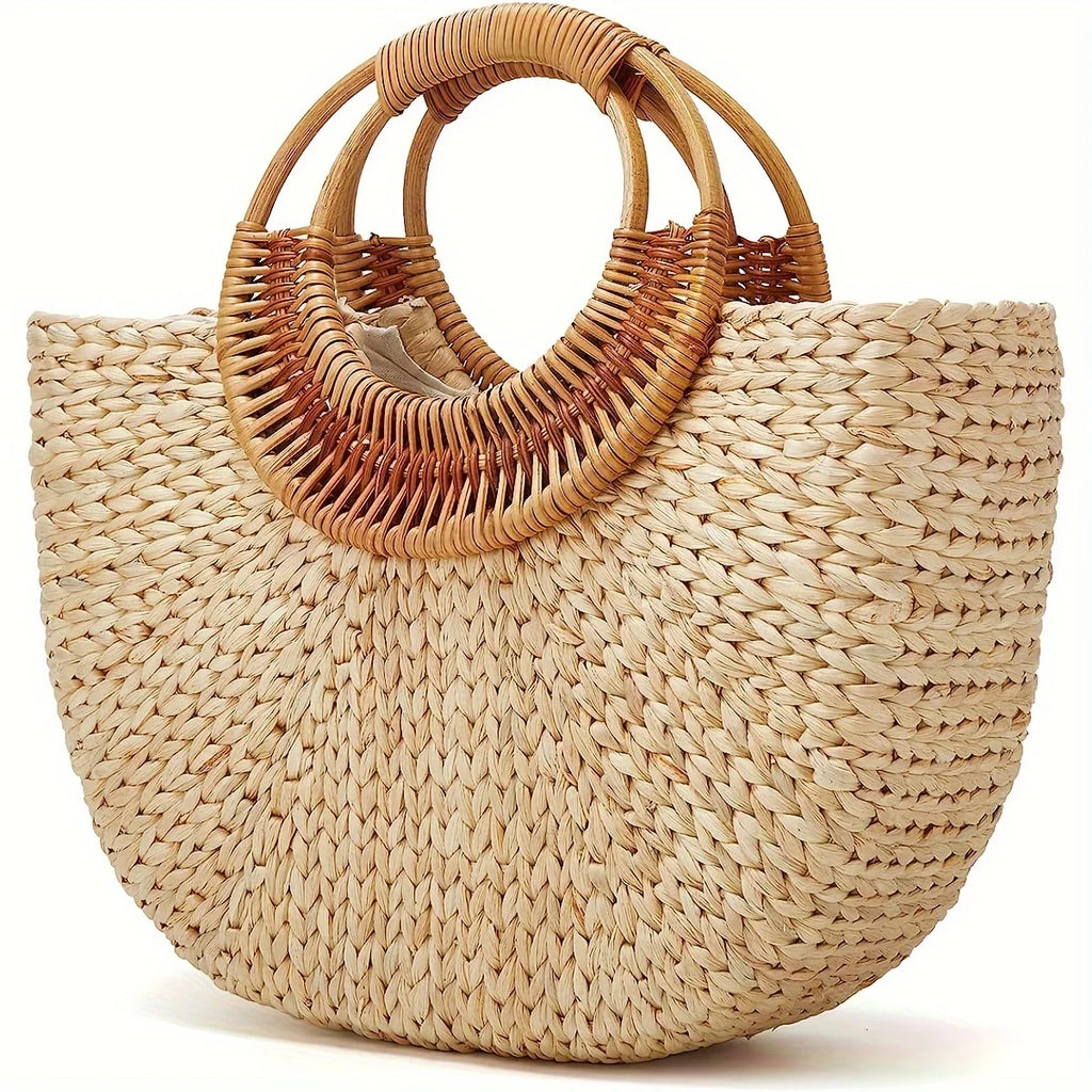 Rattan Bag Handles DIY Woven Bag Accessories Circular Handmade Wicker Purse Handle Replacement For Bag Handbag Making Supplie Qme