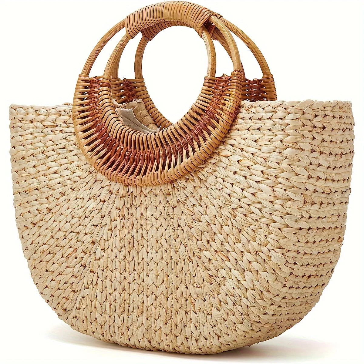 Rattan Bag Handles DIY Woven Bag Accessories Circular Handmade Wicker Purse Handle Replacement For Bag Handbag Making Supplie Qme