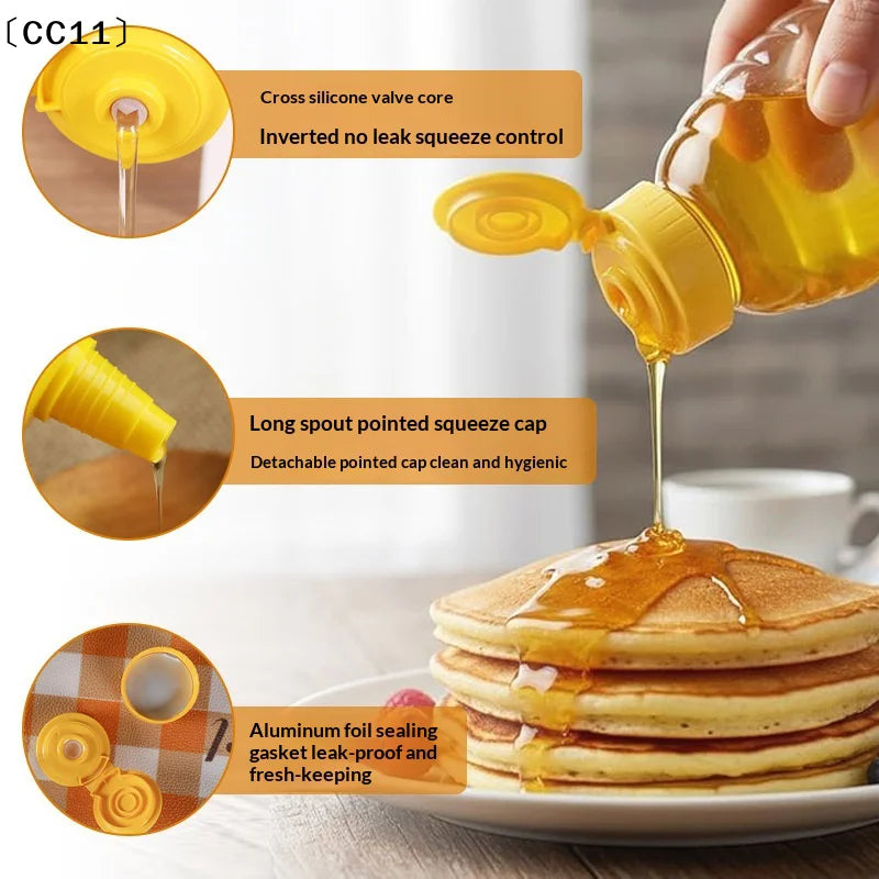 Transparent Reusable Honey Bottles Squeeze Bottle Container Holder Qme