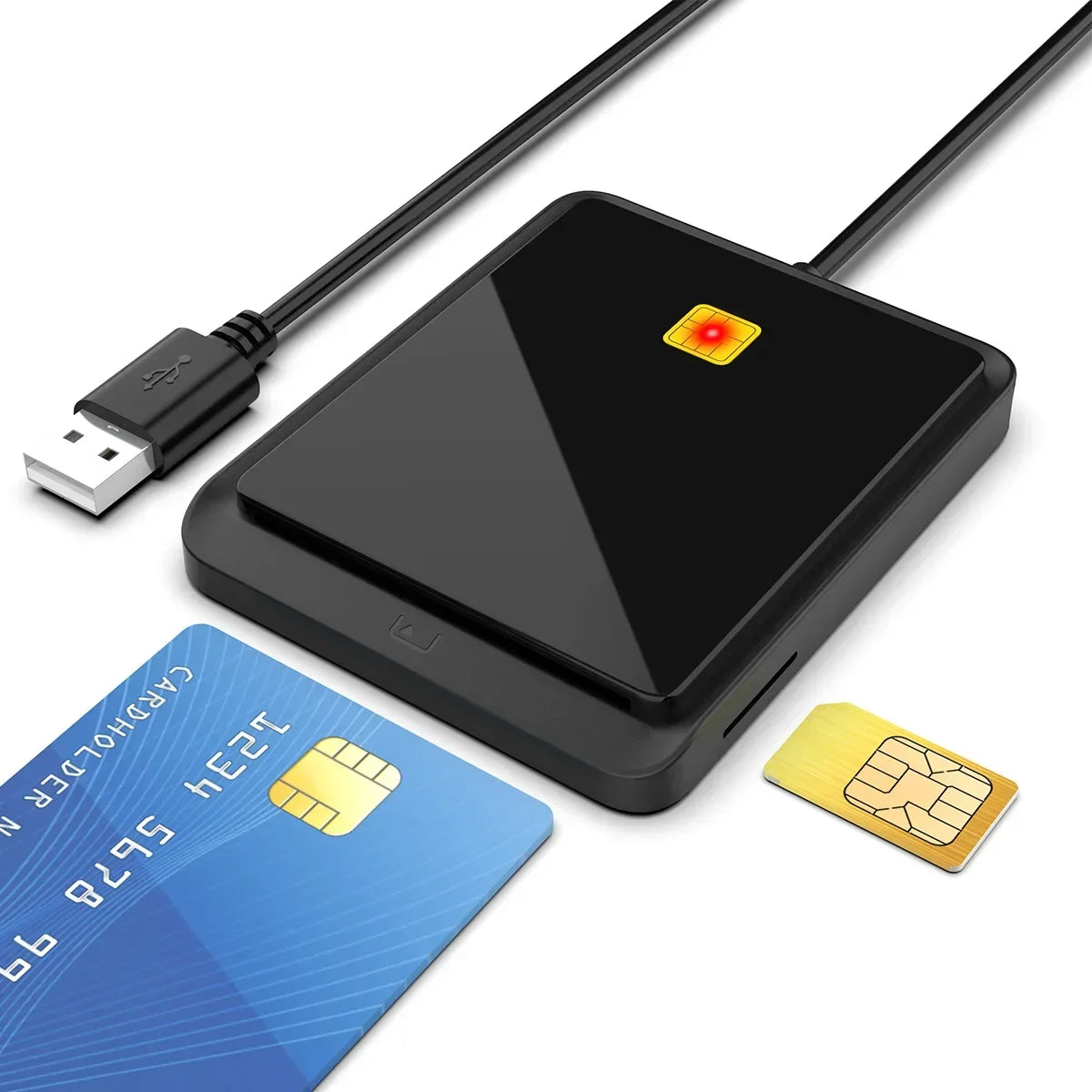 Portable USB 2.0 Smart Card Reader DNIE ATM CAC IC ID Bank Card SIM Card Cloner Connector Black White Color for Windows Linux Qme WHITE