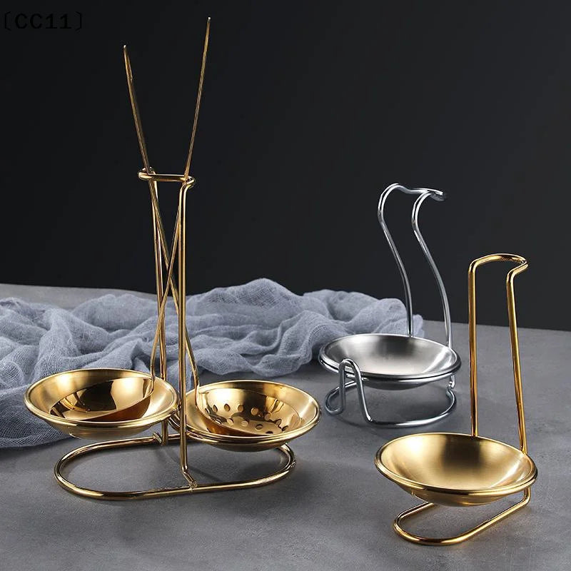 Single Double Ladle Vertical Spoon Utensil Rack Soup Rest Stand Qme