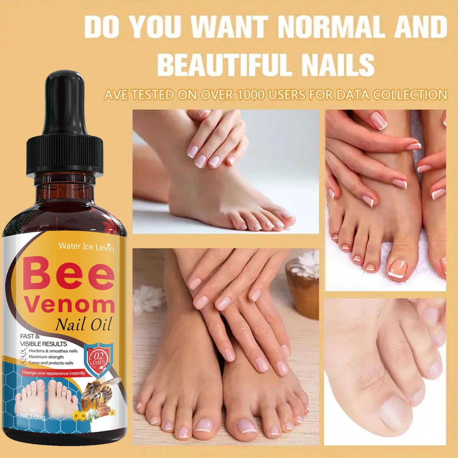 Bee Venom Nail Oil with Salicylic Acid - Fast Visible Results to Harden, Smooth & Strengthen Nails. Maximum Strength Care Qme