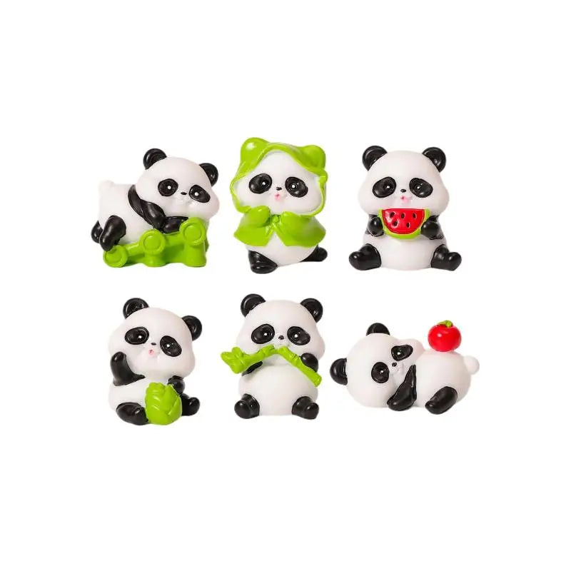 Cartoon Mini Panda Figurines Micro Landscape Ornaments DIY Terrarium Bonsai Dollhouse Garden Decor Crafts Qme A