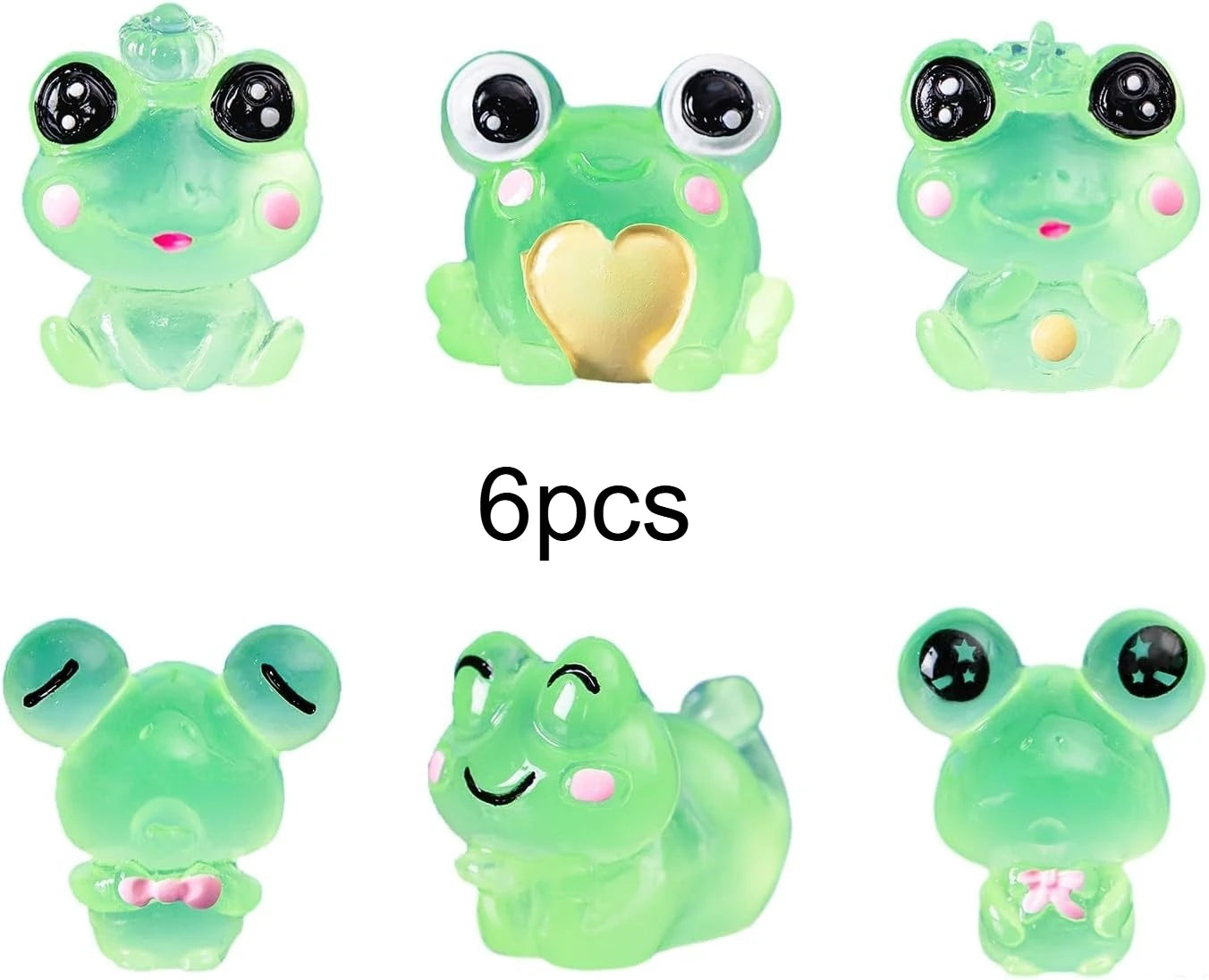6/12/18/24 Pcs Luminous Mini Frog Figurines Glow In Dark Resin Frogs Moss Terrarium Dollhouse DIY Craft Decor Accessories Qme 6pcs
