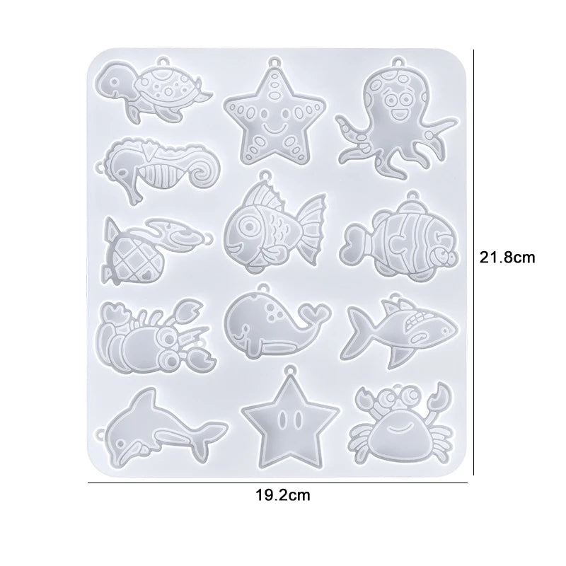 Ocean Series Earring Silicone Mold Fish Seashell Resin Casting Mould for Pendant Earring Jewelry Keychain Making DIY Craft Qme 2