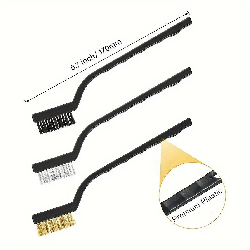 A 15-piece wire brush set (stainless steel + brass + nylon) curved brush set for cleaning, welding slag and rust removal Qme