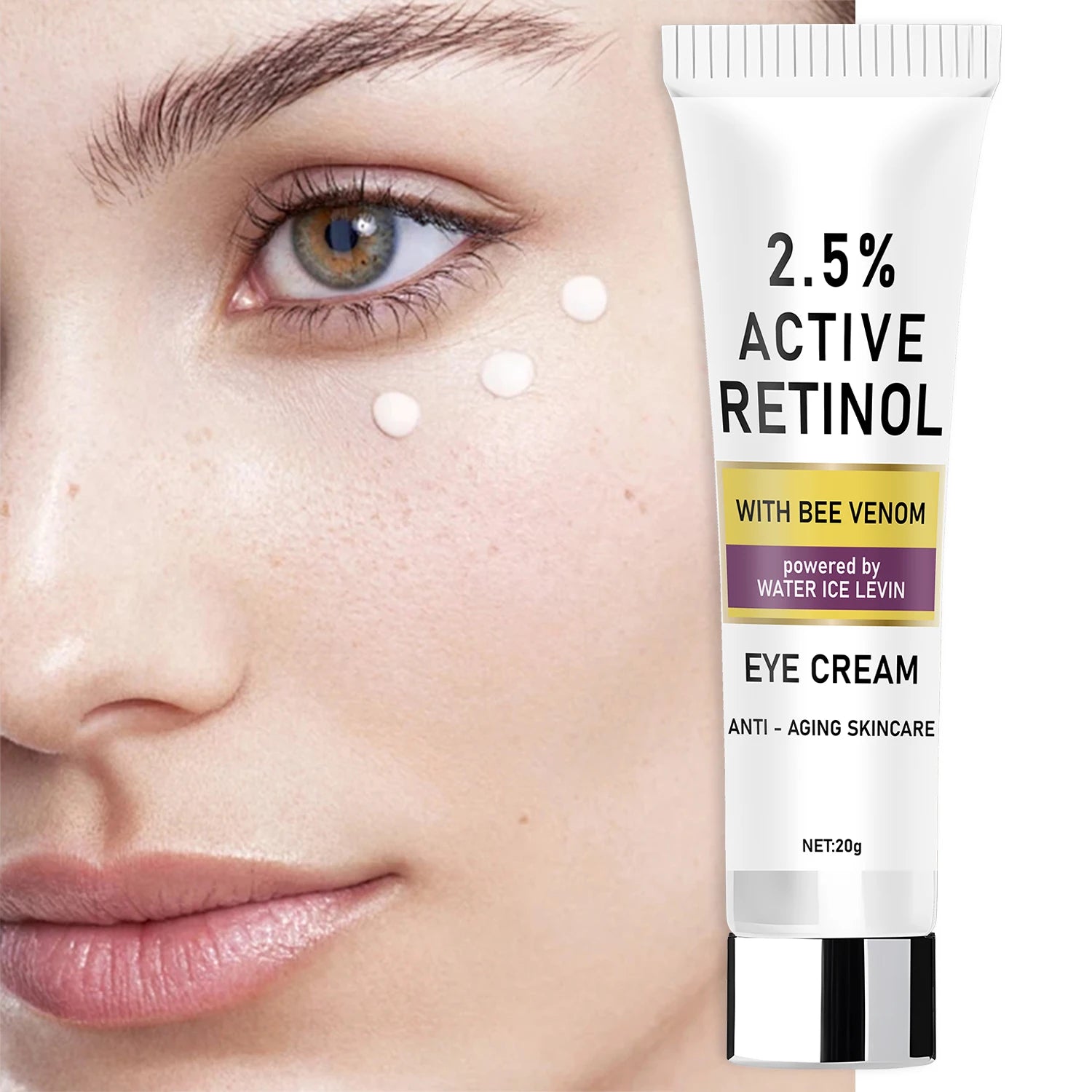 2.5% Active Retinol & Bee Venom Anti-Aging Eye Cream - Moisturizing & Protective Formula for Elastic, Smooth Skin Qme