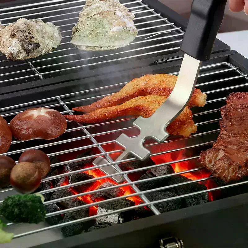 Universal Grill Grate Lifter Tool Cast Iron Grid Lever Lock Lifting Qme