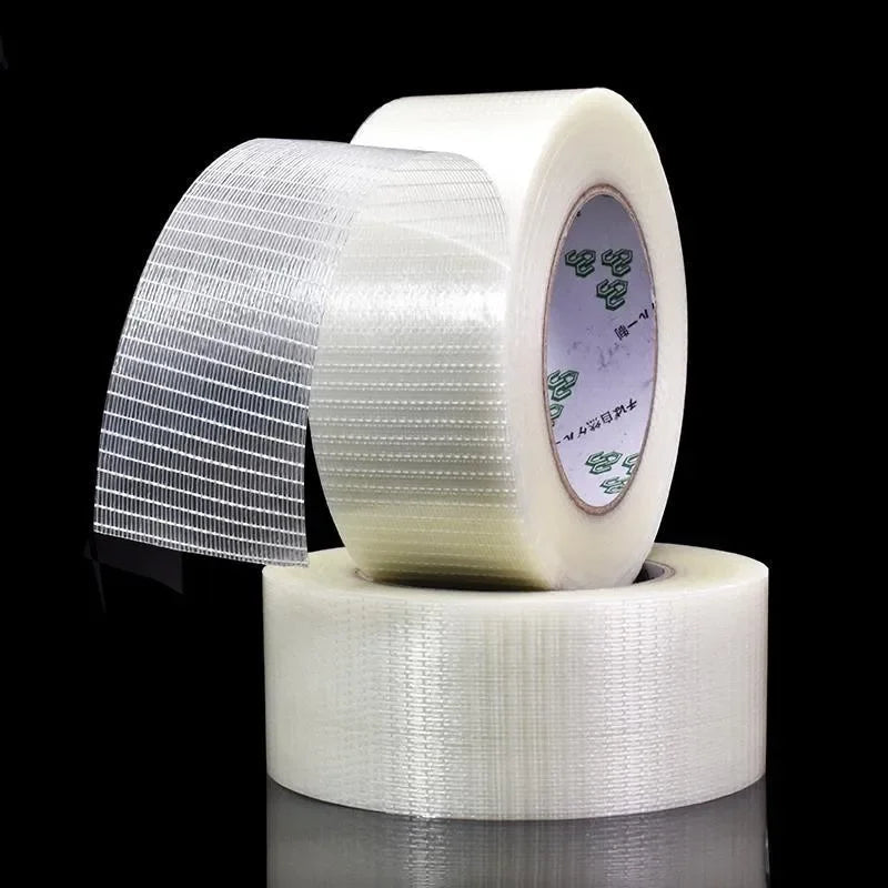 25M Grid Fiber Tape Toy Airplane Model Super Strong Mesh Single-Sided Tape Wear-Resistant Glass Fiber Strong Reinforced tape Qme