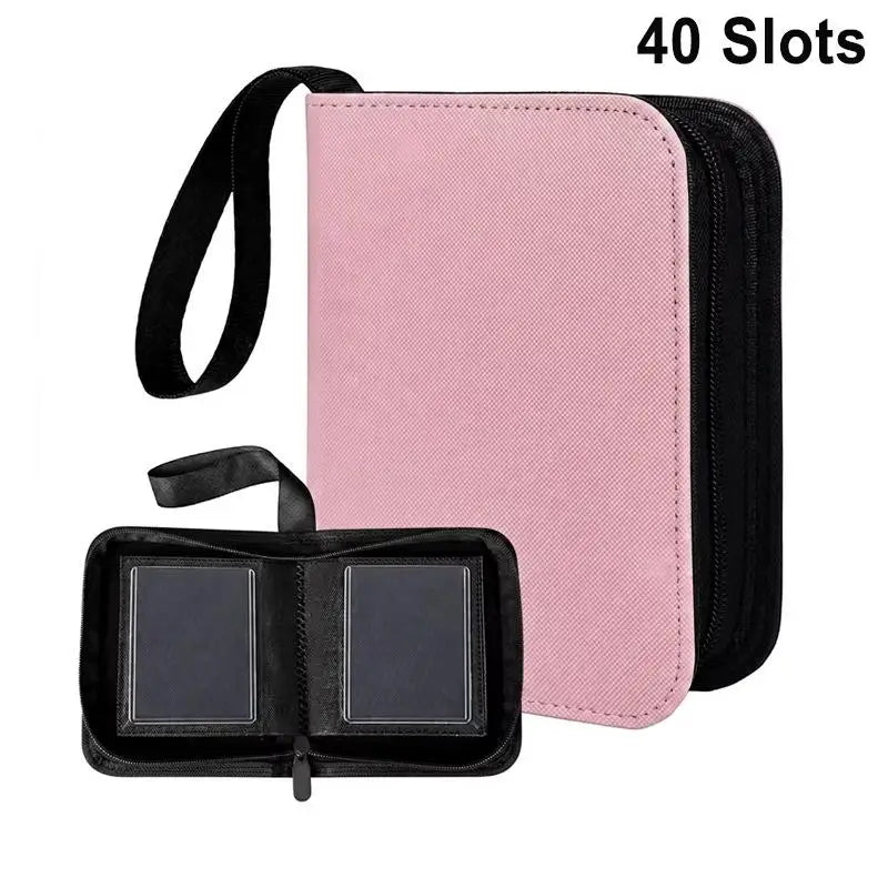 Card Binder Durable Waterproof PU Leather Zipper 40 Slots 3x4 TCG Qme A4
