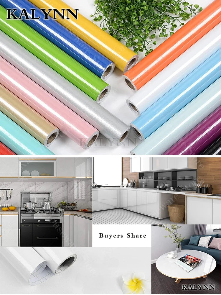 White Glossy Self Adhesive Wallpaper Vinyl Peel Stick Contact Paper Qme
