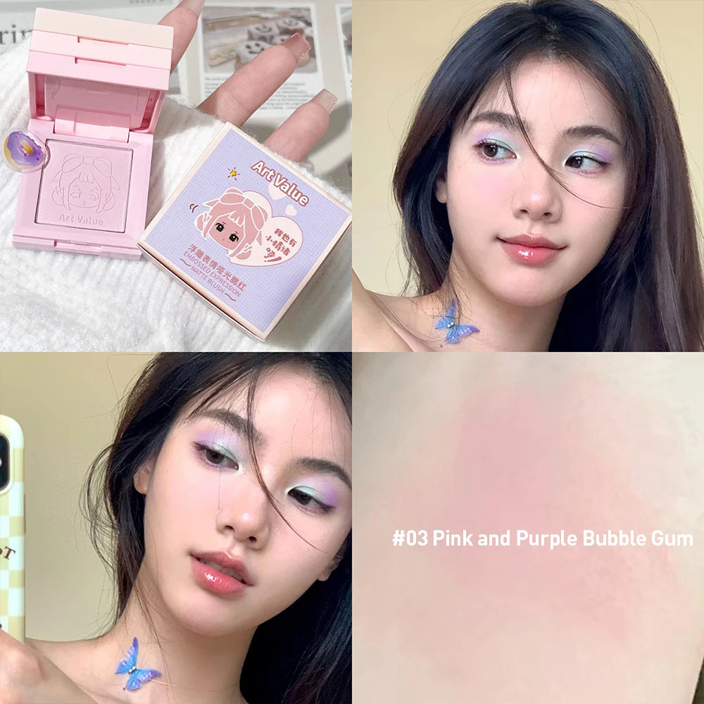 4-in-1 Case Makeup Palette Blush Matte Mineral Powder Long-lasting Natural Cheek Contour Tint 4 Color Face Blush Korean Cosmetic Qme