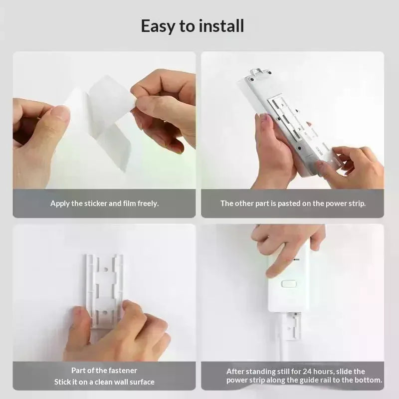 Ultra-Strong Adhesive Power Strip Holder – No Drill Space-Saving Wall Mount With Cable Management For Home & Office Qme