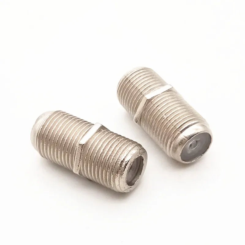 50pcs F-Type all copper Adapter Coupler Connector Female F/F Jack RG6 Coax Coaxial Cable Wrie Line SMA RF Coax Connector Plug Qme