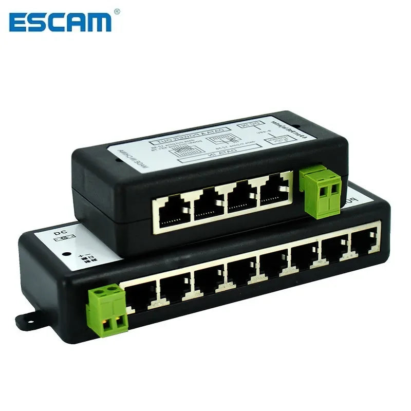 ESCAM New Arrival 4Ports 8 Ports POE Injector POE Splitter for CCTV Network POE Camera Power Over Ethernet IEEE802.3af Qme 8 Ports