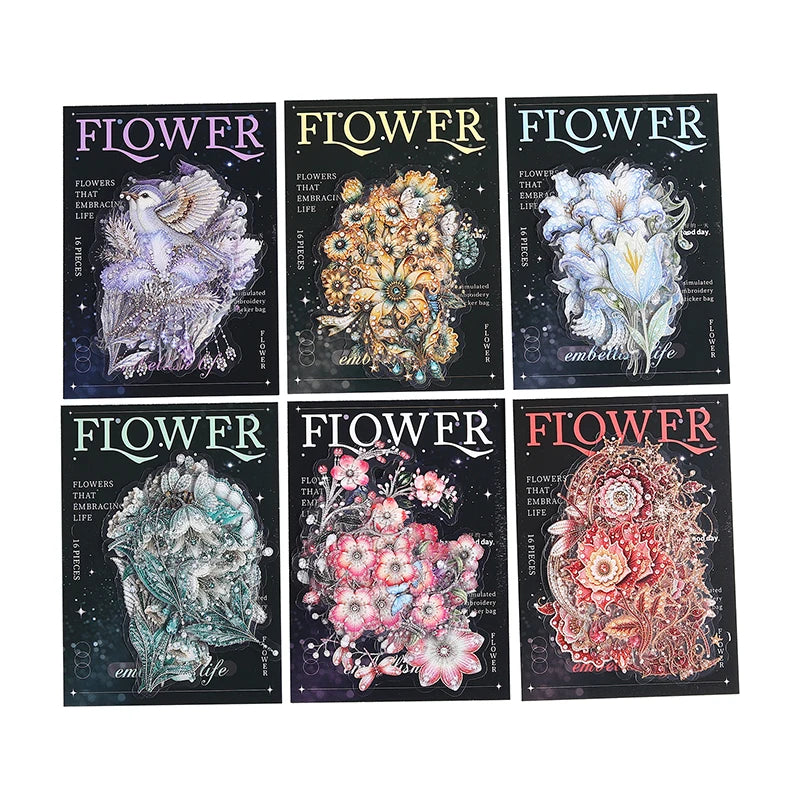 Vintage Imitation Embroidery Floral Die-cut Stickers, Decorative Collage Supplies forJunk Journals & Photo Frames Qme ALL