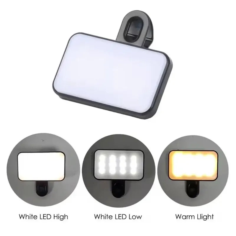 Mini LED Selfie Fill Light Pocket 3 Mode Adjustable Brightness Qme