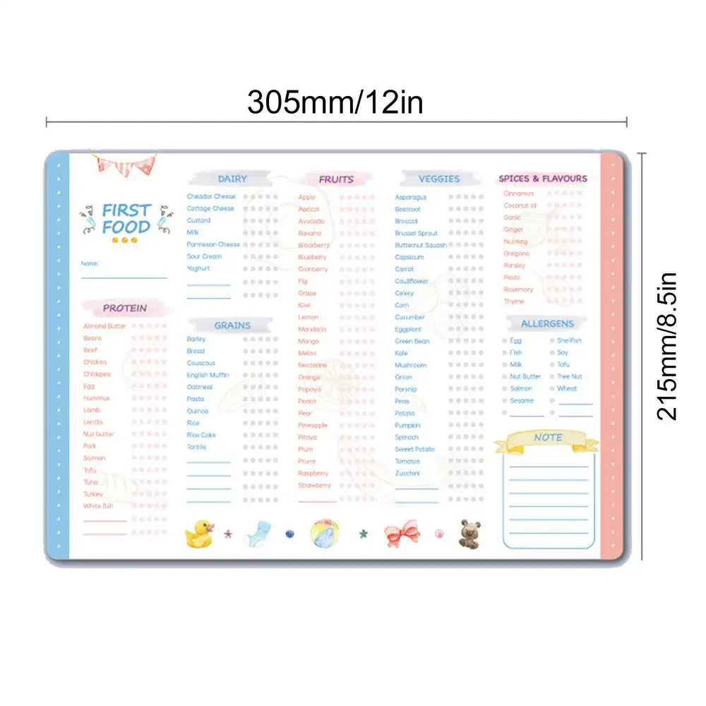 First Foods Chart Magnetic Baby Checklist Multifunctional Food Qme A