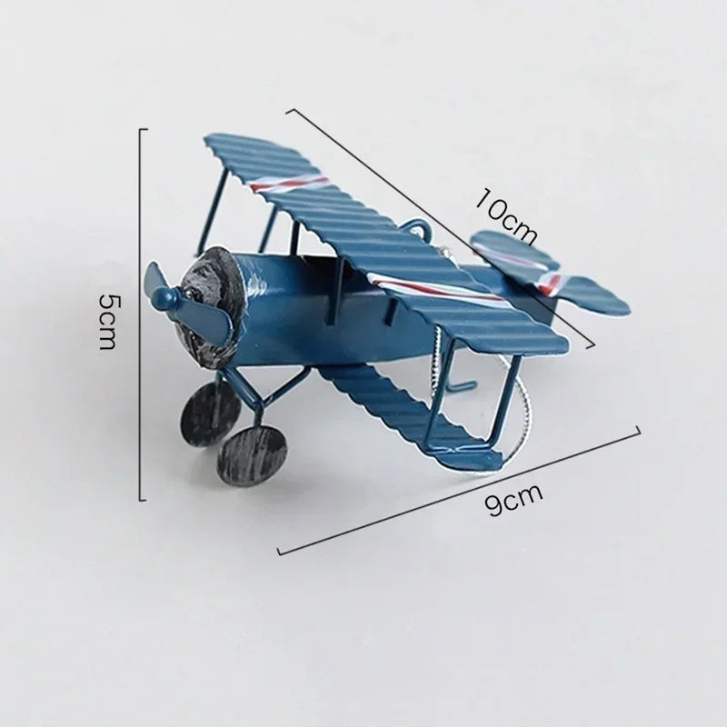 Vintage Wrought Iron Aircraft Model Ornaments Creative Car Interior Qme Blue