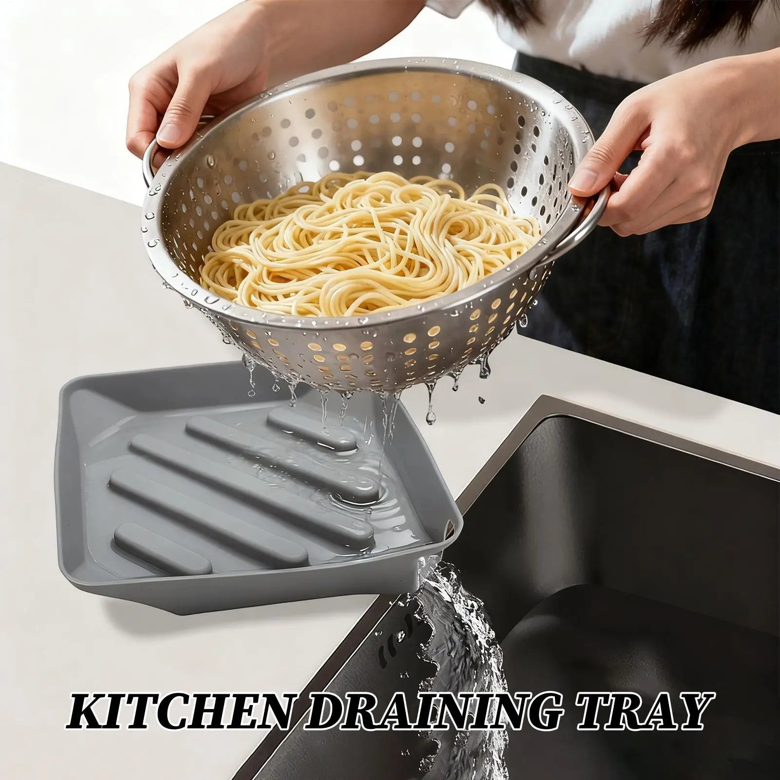Dish Drying Mat Silicone Storage Organizer Non-Slip Drain Pad With Spout For Counter Bathroom Sink Side Utility Room Apartment Qme