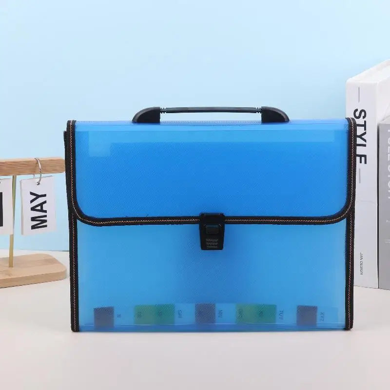 Large Capacity Waterproof File Transparent Folder Press Button Qme Blue
