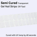 20Tips Transparent Semi Cured Gel Nail Stickers Clear Extension Qme NC240163
