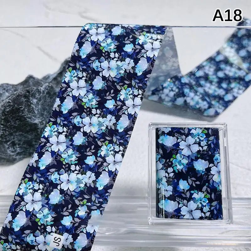 Flower Nail Transfer Foil Rose Floral Art Sticker Paper DIY Manicure Qme A18